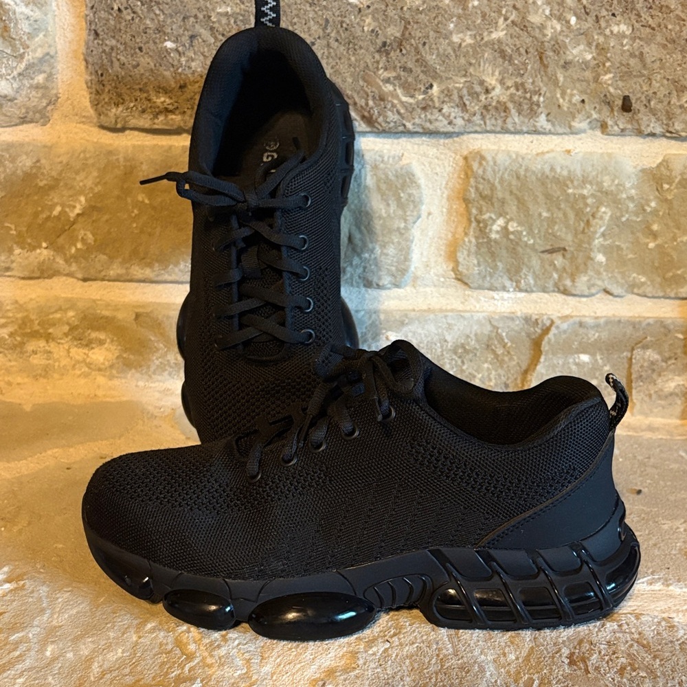 Black Steel Toe Sneakers